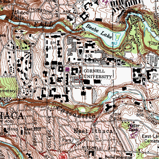 Topographic Map of Barton Hall, NY