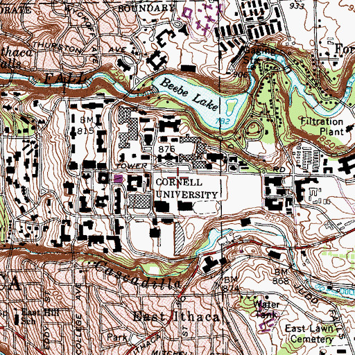 Topographic Map of Dale R Corson Hall, NY