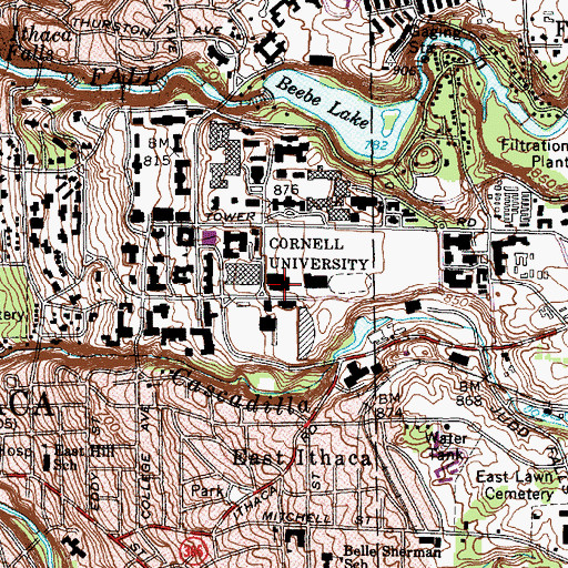 Topographic Map of Teagle Hall, NY