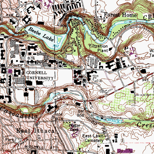 Topographic Map of Wing Hall, NY