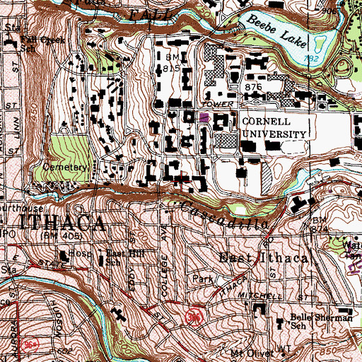 Topographic Map of Bard Hall, NY