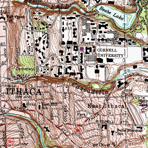 Topographic Map of Thurston Hall, NY