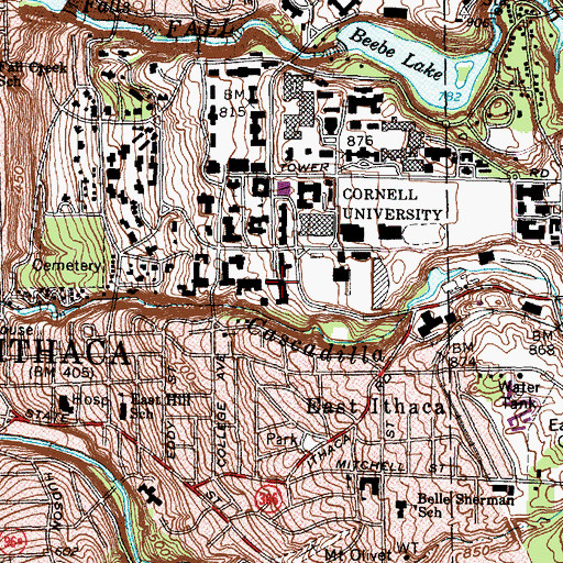 Topographic Map of Upson Hall, NY
