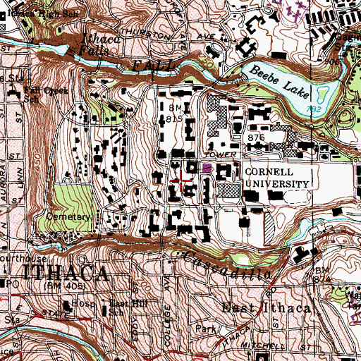 Topographic Map of Bames Hall, NY