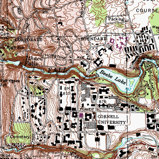Topographic Map of Rand Hall, NY
