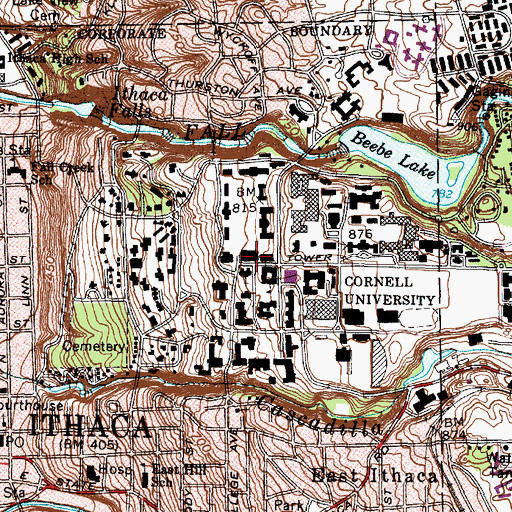Topographic Map of Olin Library, NY
