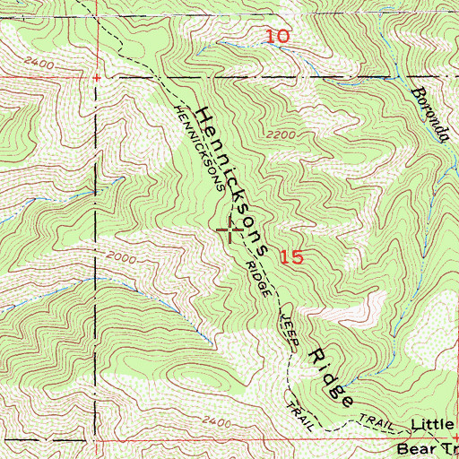 Topographic Map of Hennicksons Ridge, CA