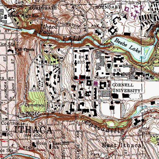 Topographic Map of Jennie McGraw Tower, NY