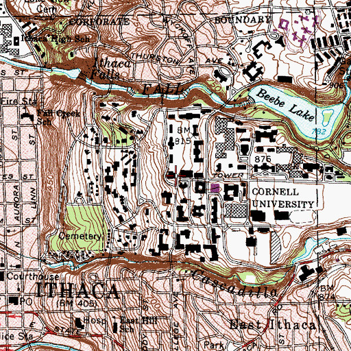Topographic Map of Uris Library, NY