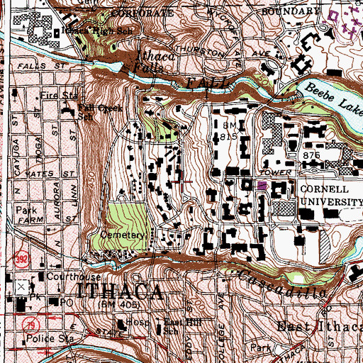 Topographic Map of McFaddin Hall, NY