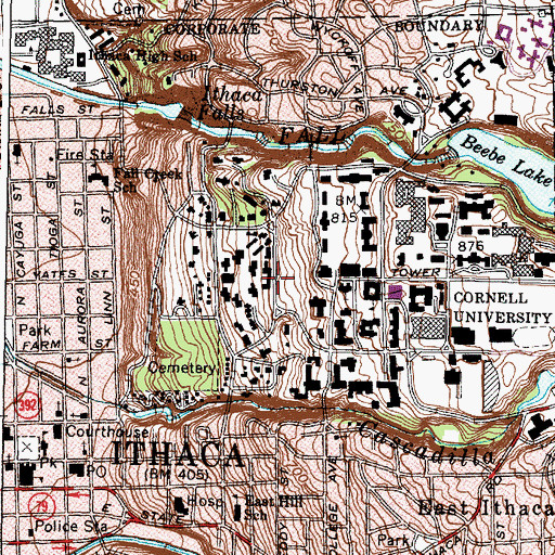 Topographic Map of War Memorial Hall, NY