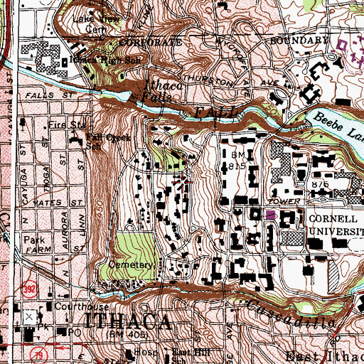 Topographic Map of North Baker Hall, NY