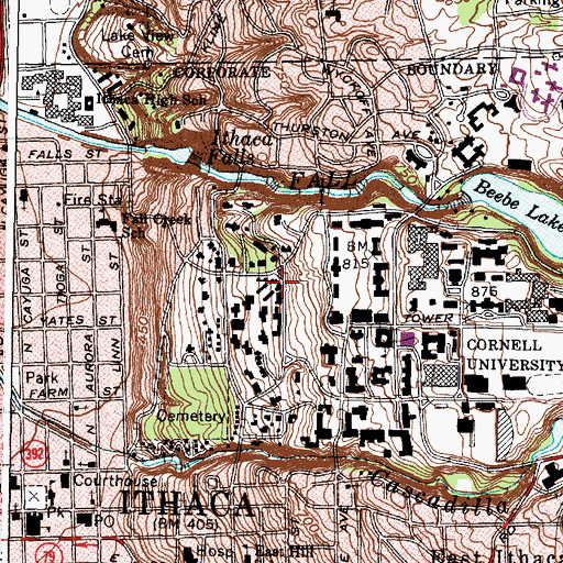 Topographic Map of Baker Tower, NY