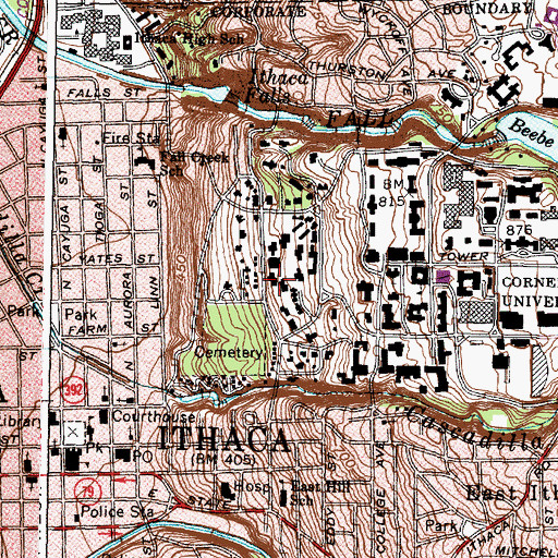 Topographic Map of Class of '18 Hall, NY