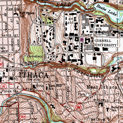 Topographic Map of Hughes Hall, NY