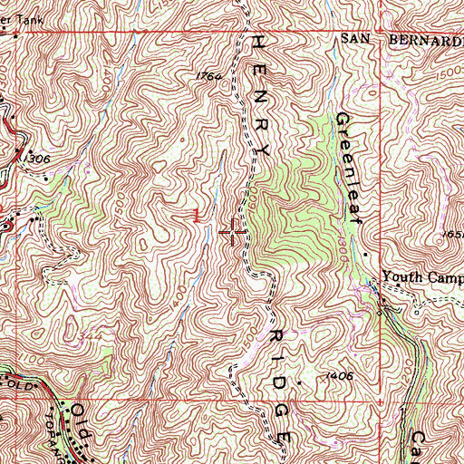 Topographic Map of Henry Ridge, CA