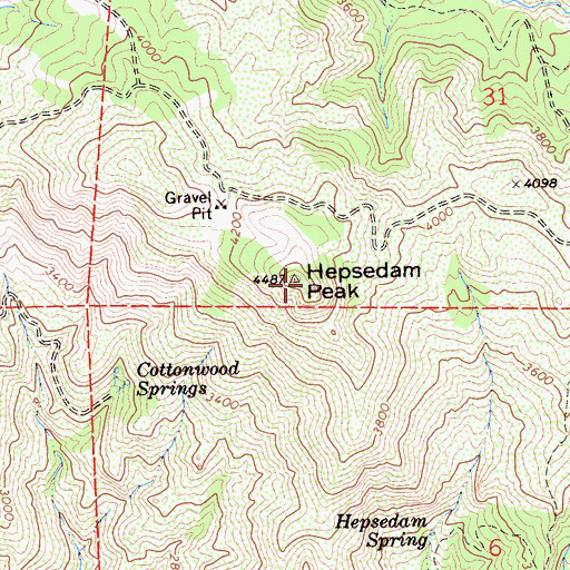 Topographic Map of Hepsedam Peak, CA