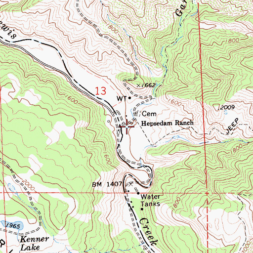 Topographic Map of Hepsedam Ranch, CA