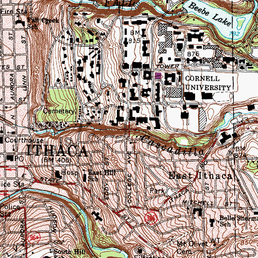 Topographic Map of College Avenue Stone Arch Bridge, NY