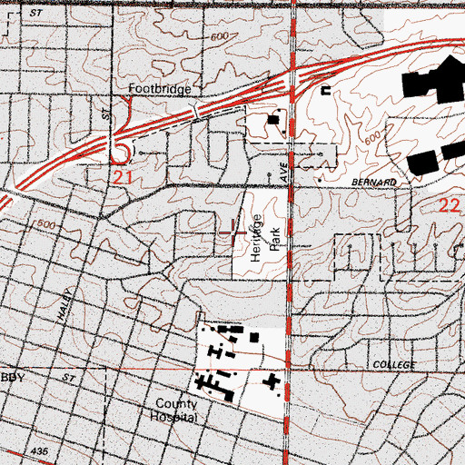 Topographic Map of Heritage Park, CA