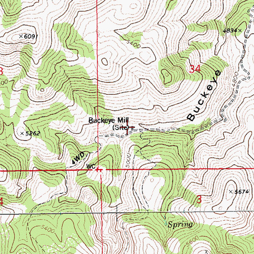 Topographic Map of Buckeye Mill, AZ