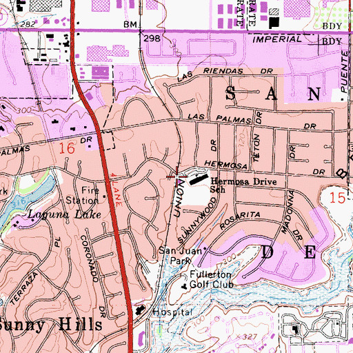 Topographic Map of Hermosa Drive Elementary School, CA