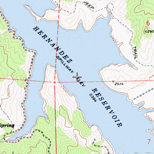 Topographic Map of Hernandez Reservoir, CA