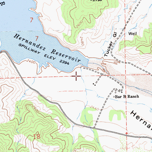 Topographic Map of Hernandez Valley, CA