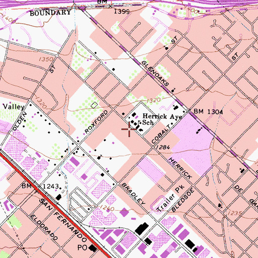 Topographic Map of Herrick Avenue Elementary School, CA