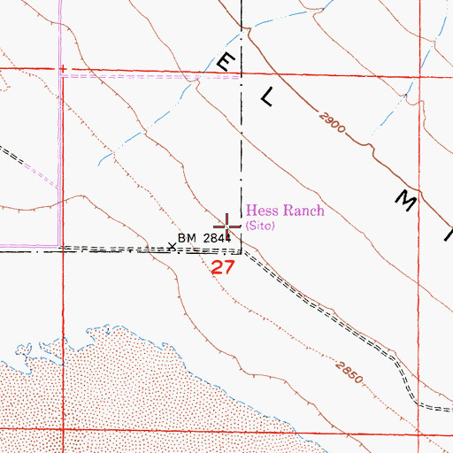 Topographic Map of Hess Ranch, CA