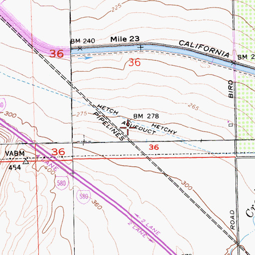 Topographic Map of Hetch Hetchy Aqueduct, CA