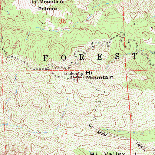 Topographic Map of Hi Mountain, CA