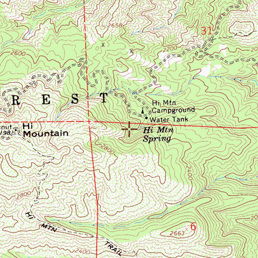 Topographic Map of Hi Mountain Spring, CA