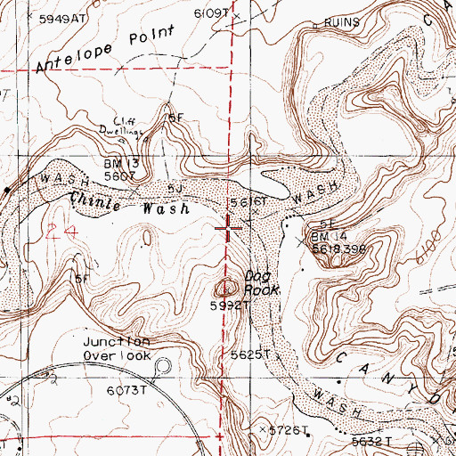 Topographic Map of Canyon del Muerto, AZ