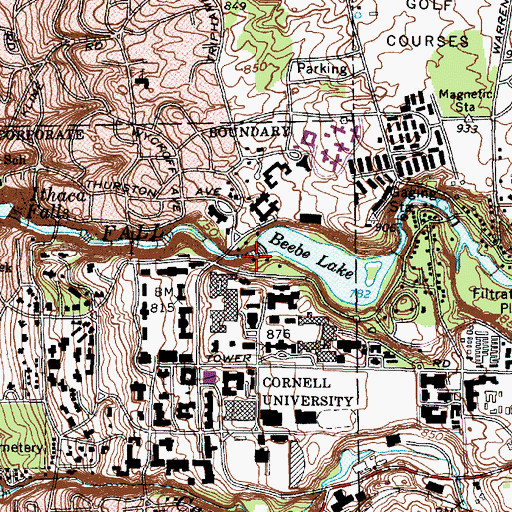 Topographic Map of Triphammer Foot Bridge, NY
