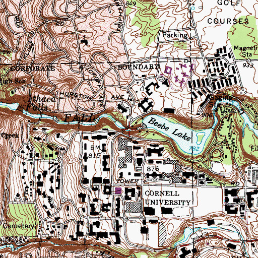 Topographic Map of Thurston Avenue Bridge, NY