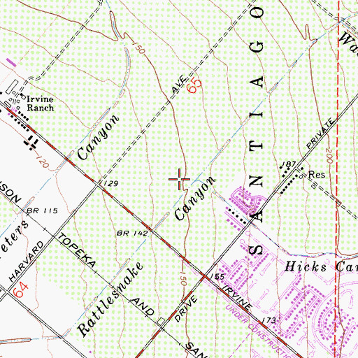 Topographic Map of Hicks Canyon Wash, CA