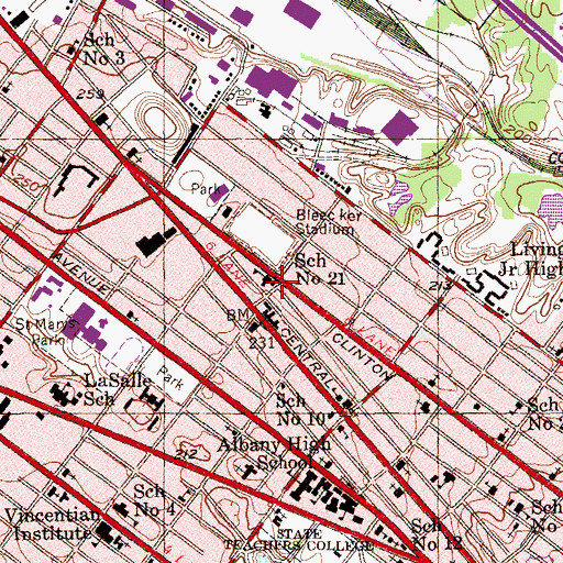 Topographic Map of Albany Fire Department Engine 7, NY