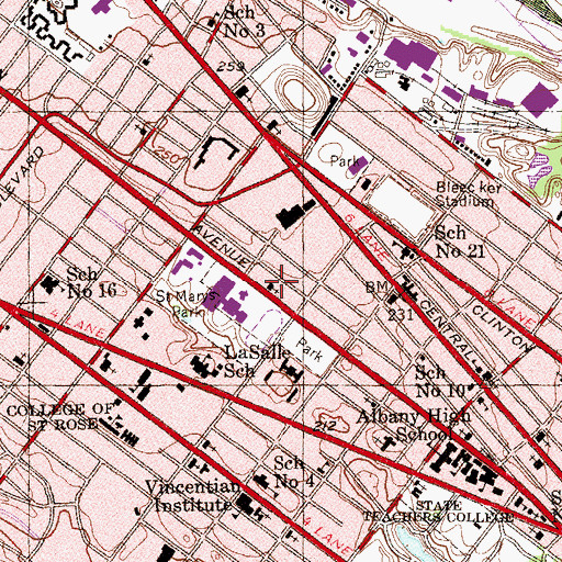 Topographic Map of Levine's Memorial Chapel, NY