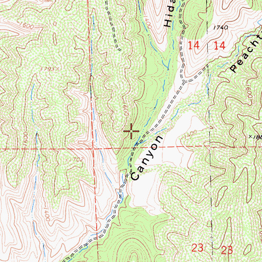 Topographic Map of Hidalgo Canyon, CA