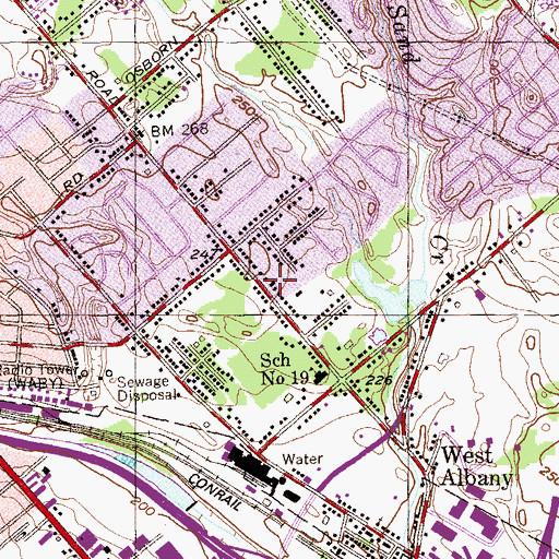 Topographic Map of West Albany Fire Department Station 1, NY