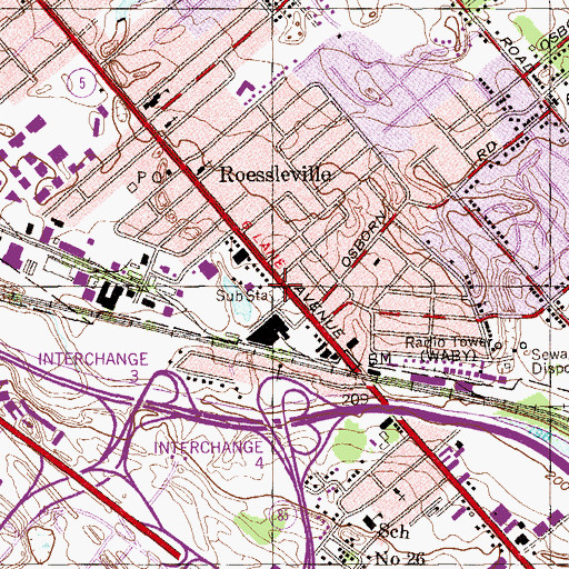 Topographic Map of Niagara-Mohawk Power Corporation Central Avenue Sub-Station, NY