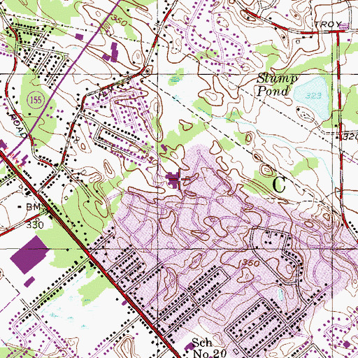 Topographic Map of Saddlewood Elementary School, NY