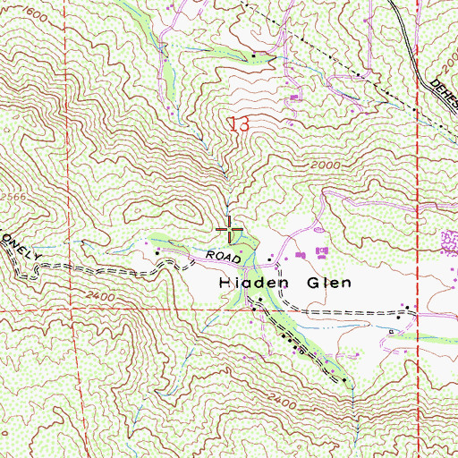 Topographic Map of Hidden Glen, CA