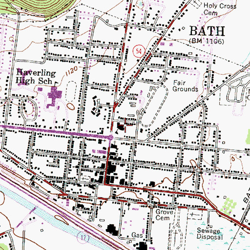 Topographic Map of Dana L Lyon Elementary School, NY