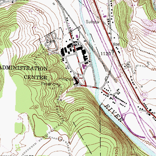 Topographic Map of Bath Veterans Affairs Medical Center, NY
