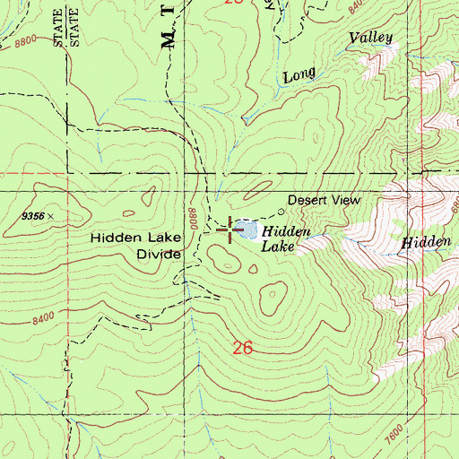 Topographic Map of Hidden Lake, CA