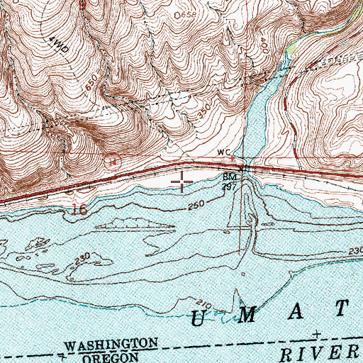 Topographic Map of Alderdale Treaty Fishing Access Site, WA