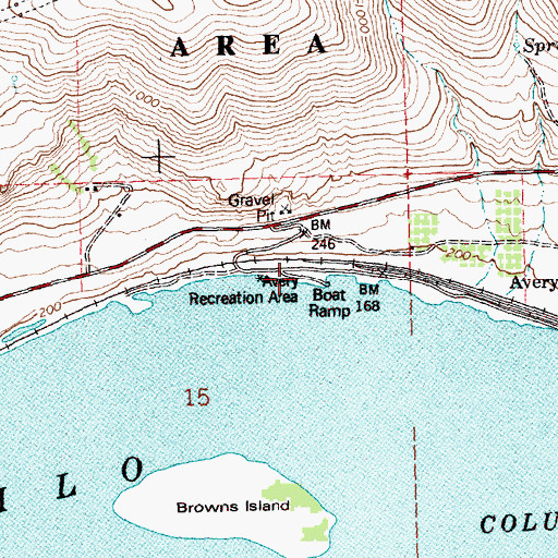 Topographic Map of Avery Treaty Fishing Access Site, WA