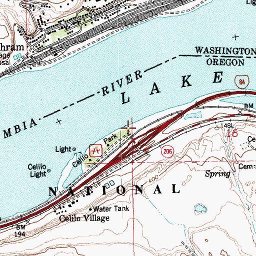 Topographic Map of Celilo Treaty Fishing Access Site, OR